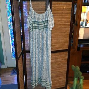 Grees and White Striped Maxi Dress